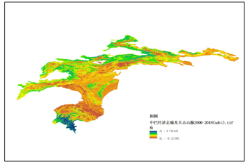 中巴经济走廊及天山山脉多年平均植被覆盖度（2000-2018）