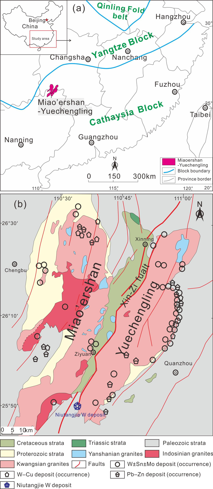 华南地块牛塘界地区矽卡岩钨矿化时代与花岗岩组合