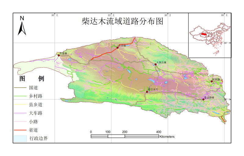 柴达木河流域1:25万道路分布数据集（2000）