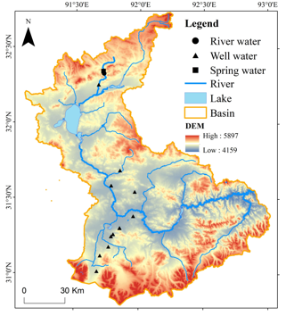 怒江上游那曲流域地下水和地表水氢氧稳定同位素数据集（2020）