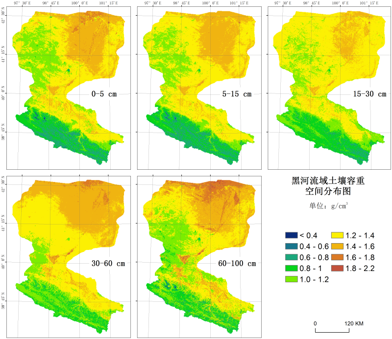 Digital soil mapping dataset of soil bulk density in the Heihe river basin (2012-2014)