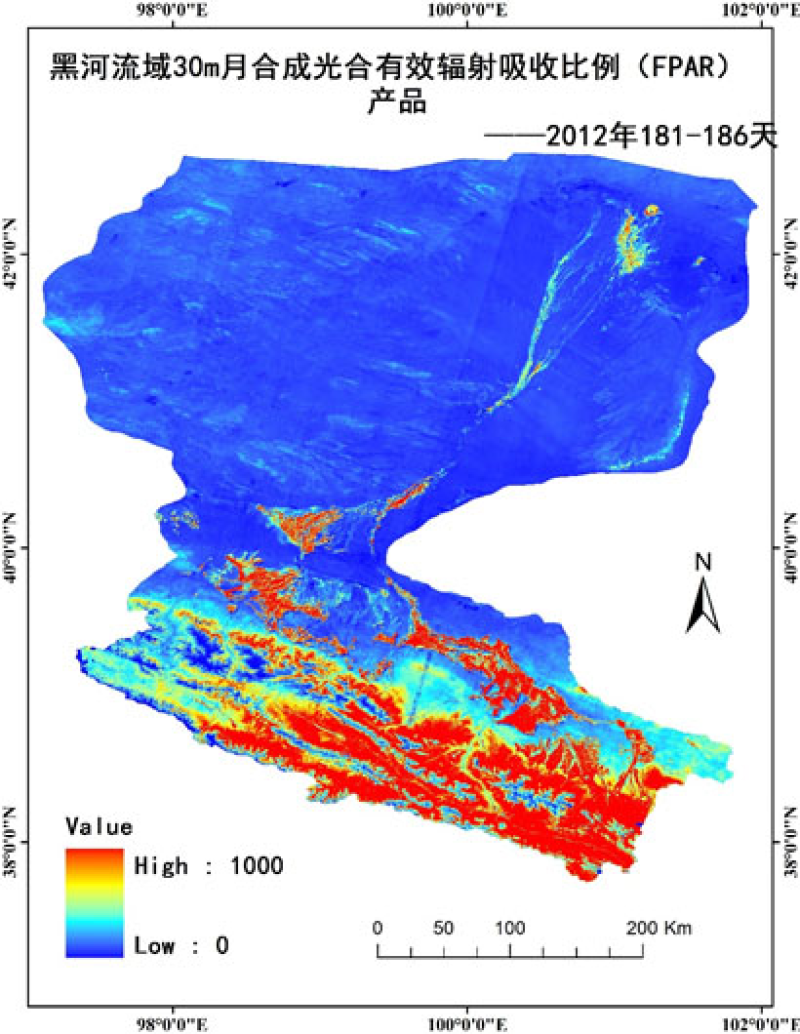 黑河生态水文遥感试验：黑河流域30m/月合成光合有效辐射吸收比例（FAPAR）数据集