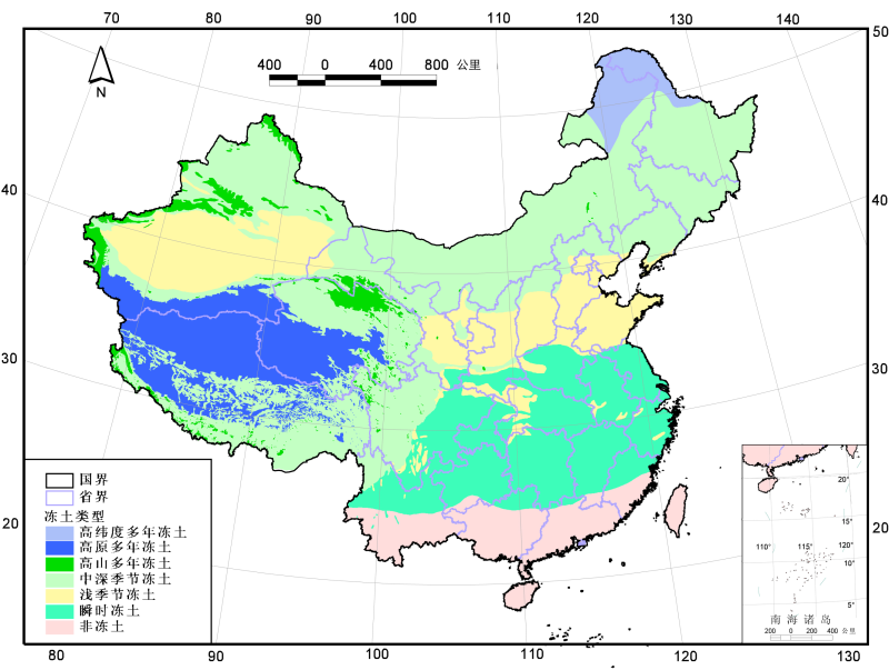 中国冻土分布图（2000）