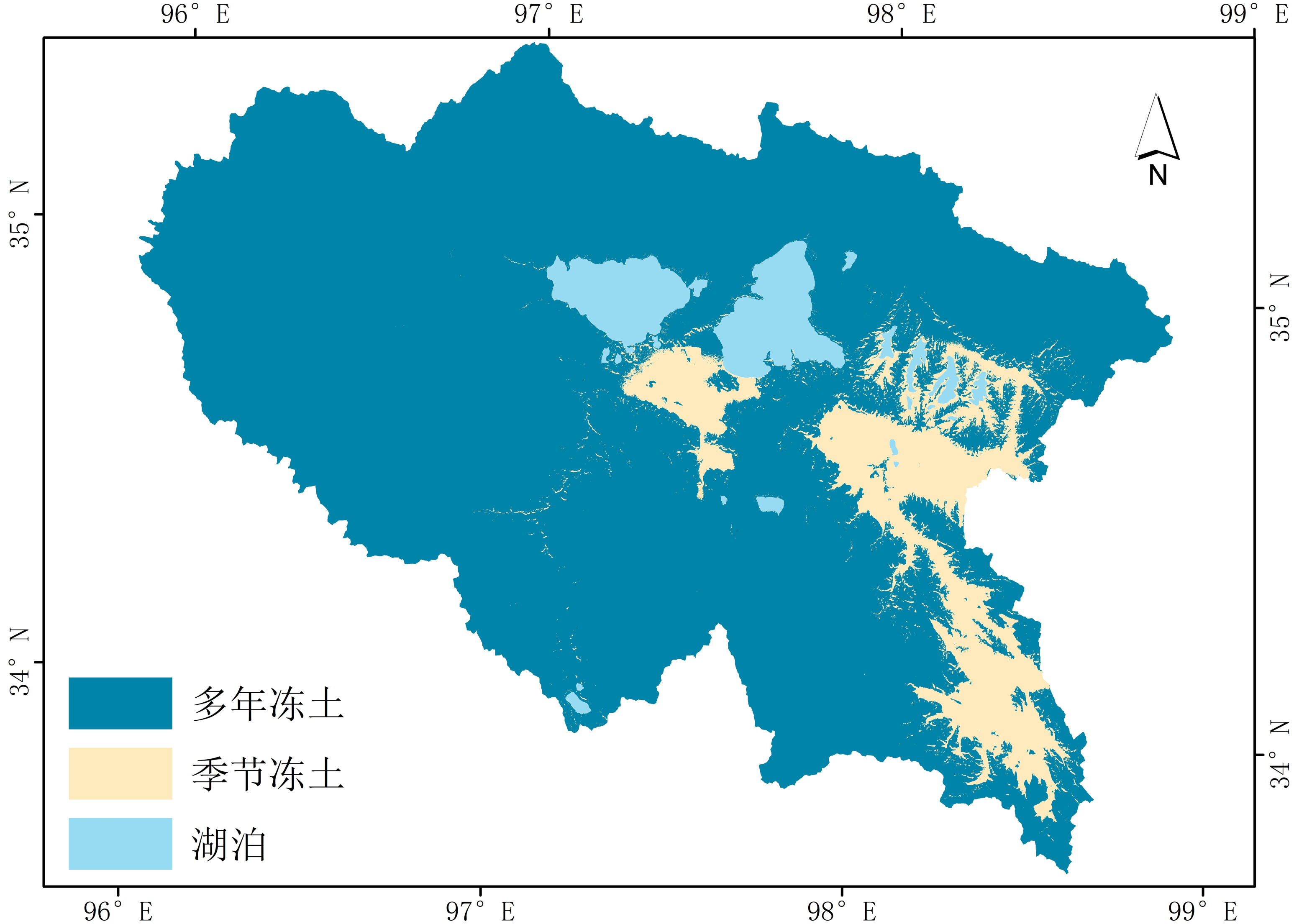 Distribution data of permafrost in the source area of the Yellow River (2013-2015)