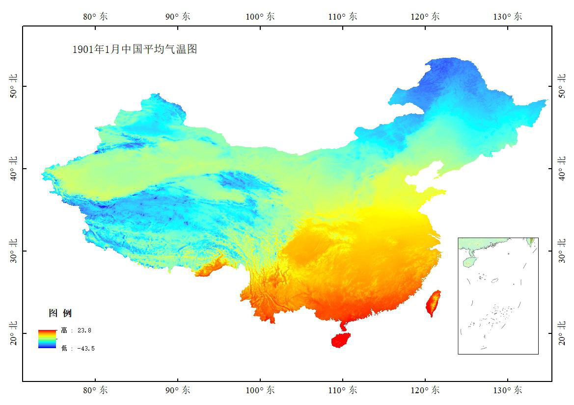 中国1km分辨率逐月平均气温数据集（1901-2021）