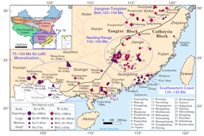 广东银岩锡矿地球化学数据（~90 Ma）