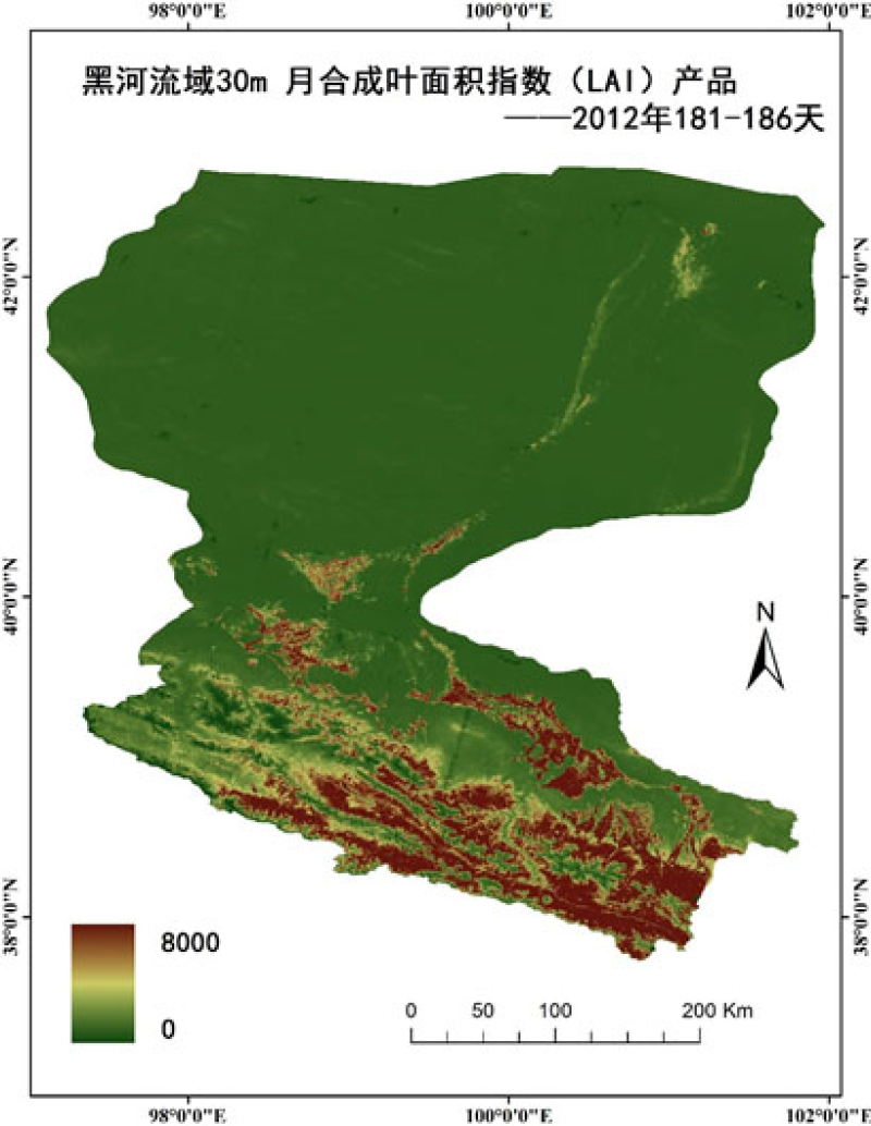 黑河生态水文遥感试验：黑河流域30m/月合成叶面积指数（LAI）数据集