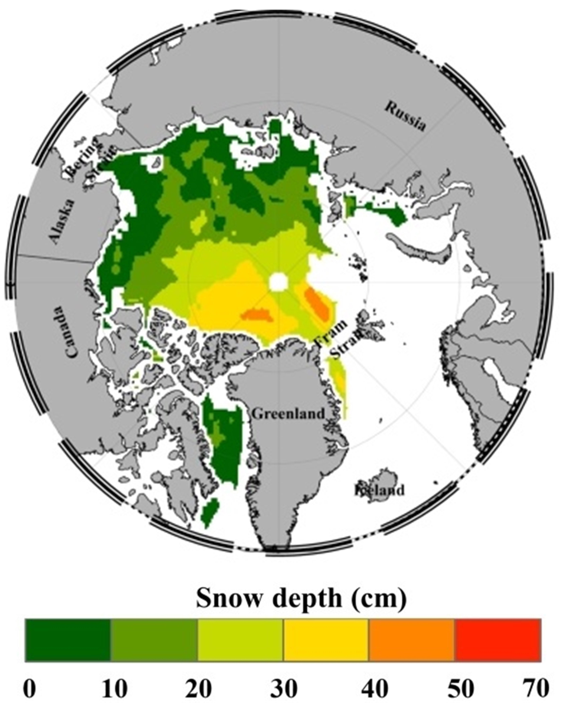 北极25 km分辨率海冰表面积雪厚度数据集（2012-2020）