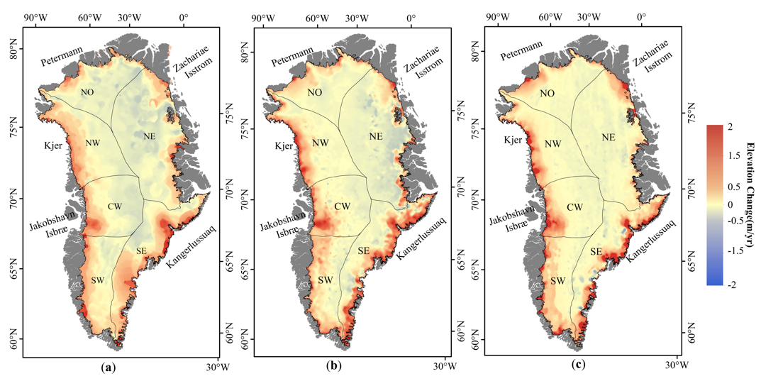 格陵兰冰盖高程变化数据集（2003-2020）