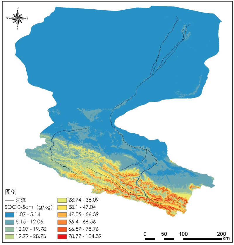 Digital soil mapping dataset of soil organic carbon content in the Heihe River Basin (2012)