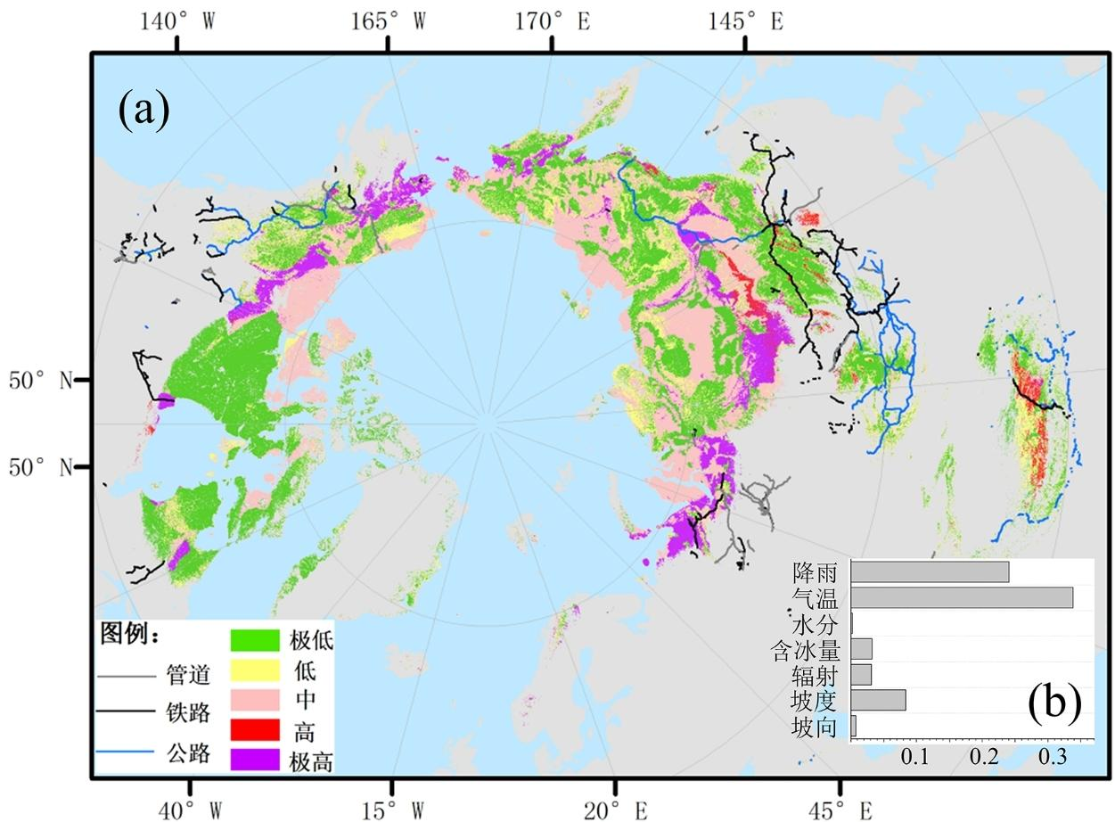 泛北极工程活动范围灾害易发性分布（2015-2020）