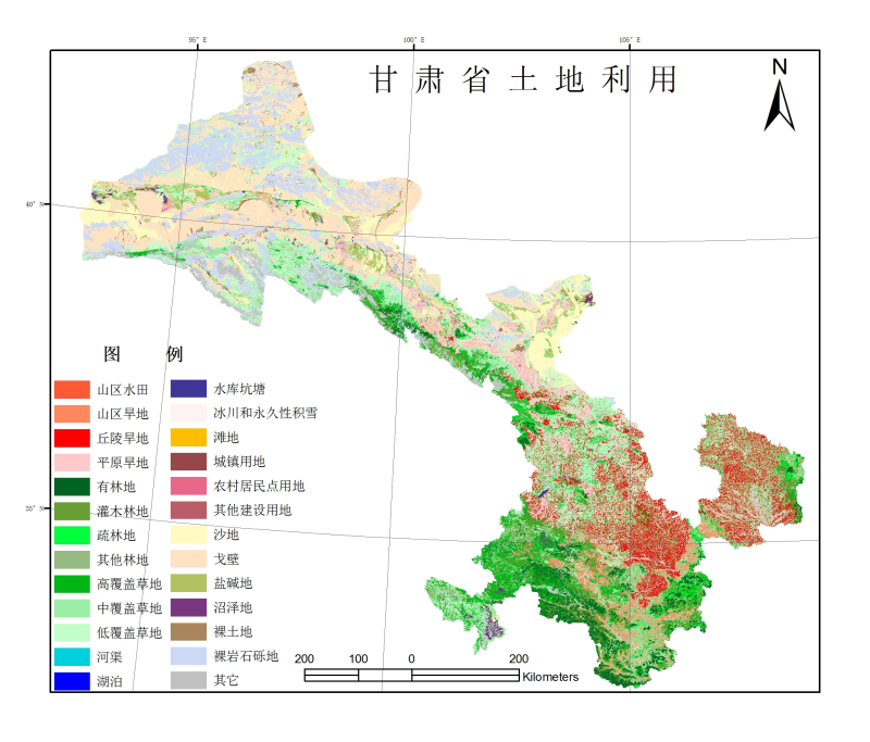 1:100000 landuse dataset of Gansu province (1995)