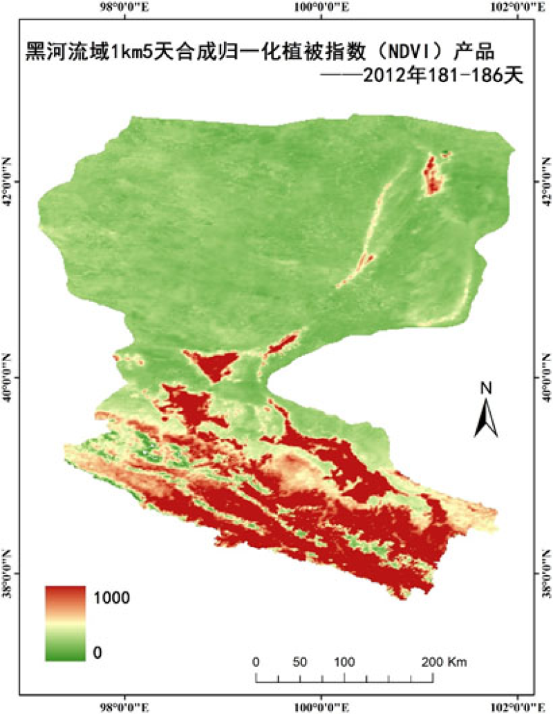 HiWATER: 1km/5day compositing vegetation index (NDVI/EVI) product of the Heihe River Basin (2011-2014)