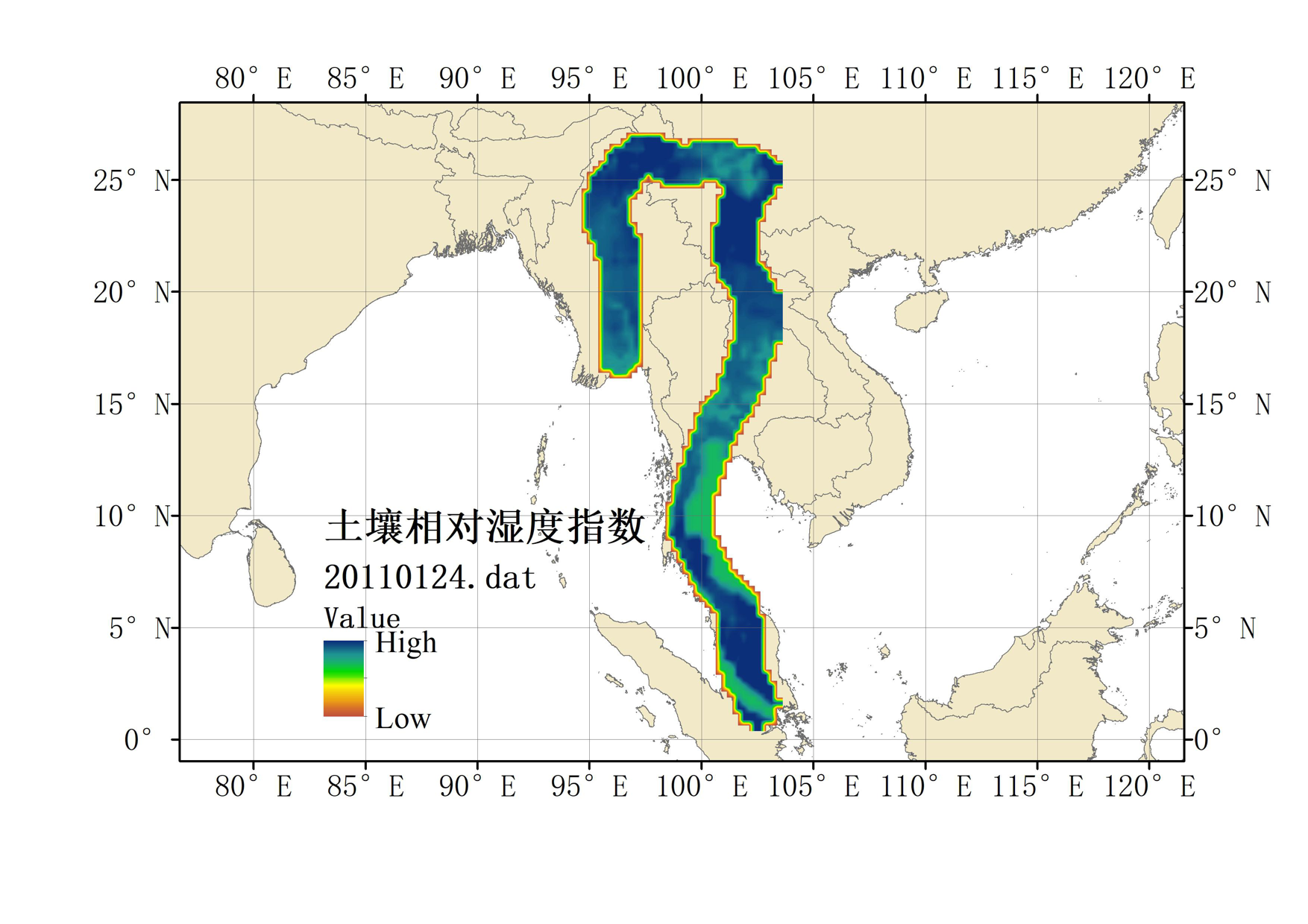 Data set of soil relative humidity index (2011-2015)