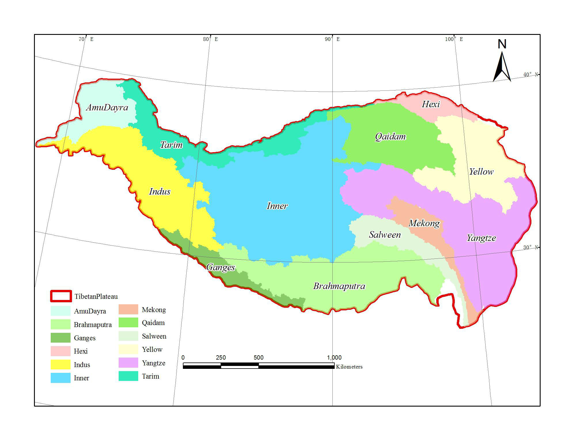 青藏高原流域边界数据集（2016）