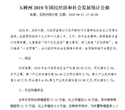 青海省玉树州国民经济和社会发展统计公报（2019）