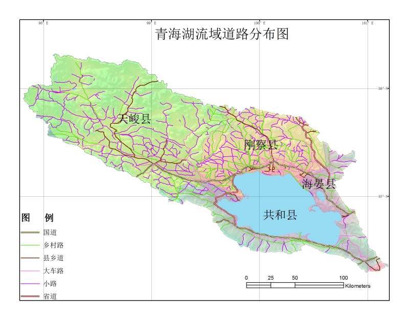 Primary road network dataset of QinghaiLake River Basin (2000)