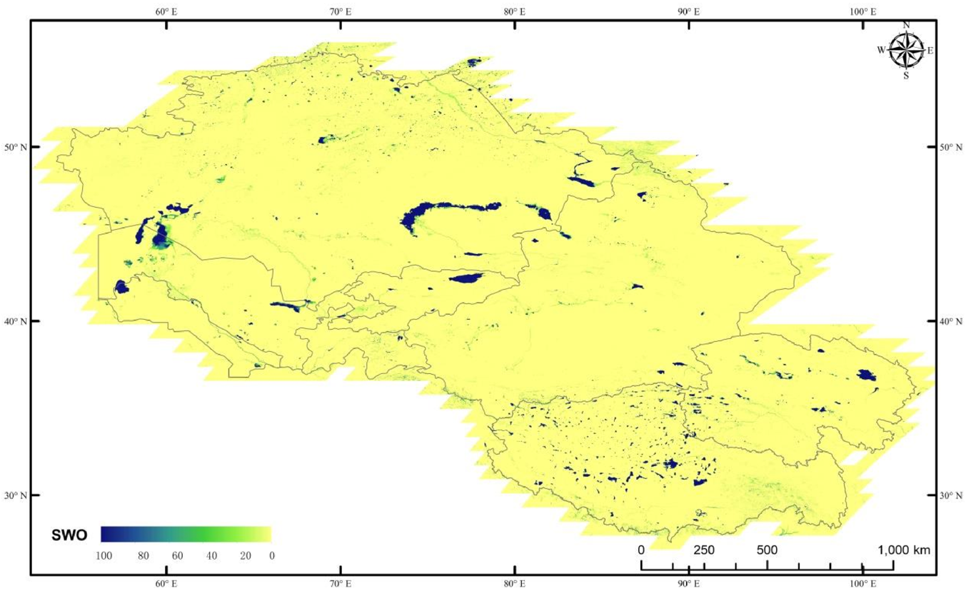 Monthly surface water extent dataset for Tibetan Plateau and central Asia (2000-2015)