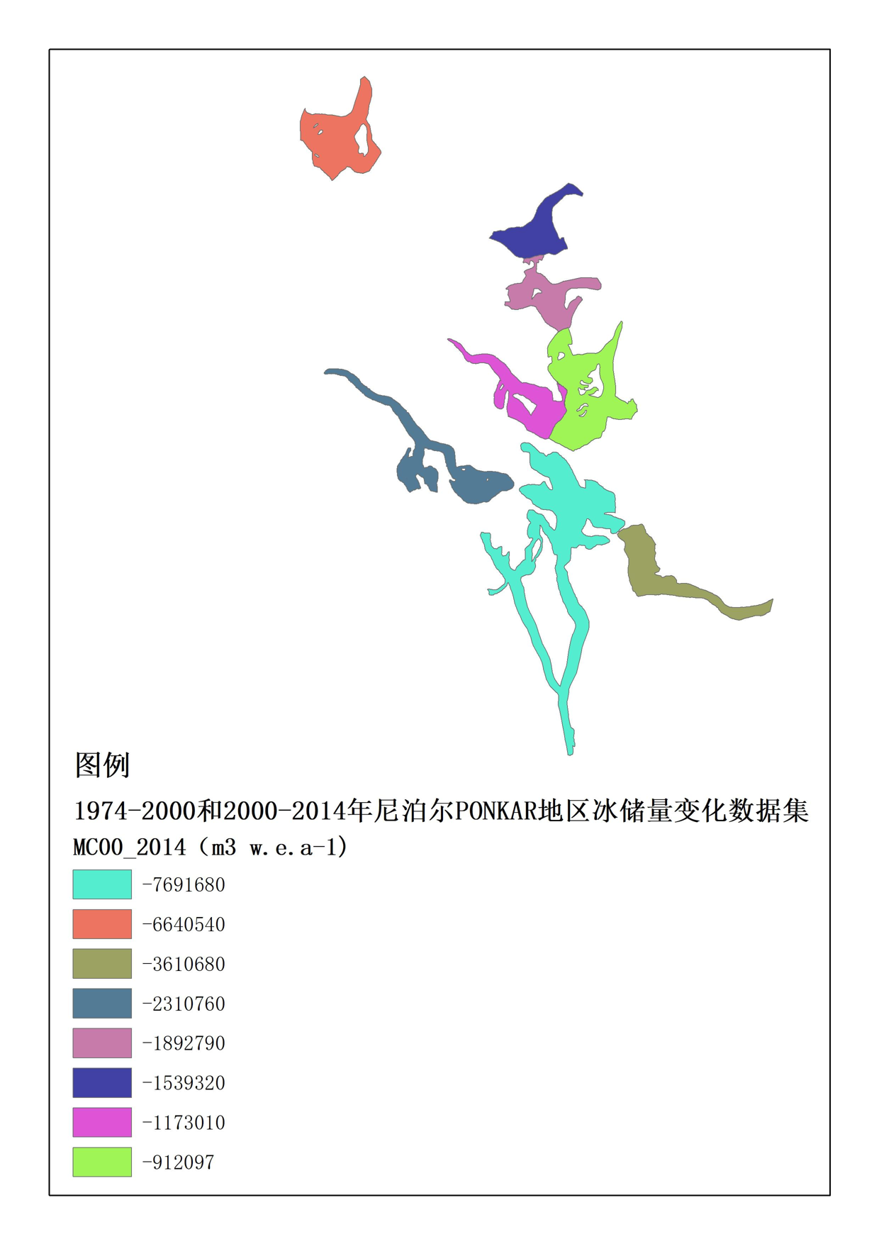 Geodetic glacier mass  changes  in Ponkar area  in 1974-2000 and 2000-2014 （V1.0)