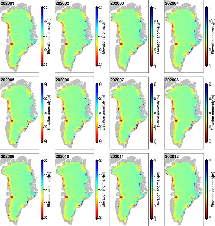 Surface elevation time series over the Greenland Ice Sheet (1991-2020)