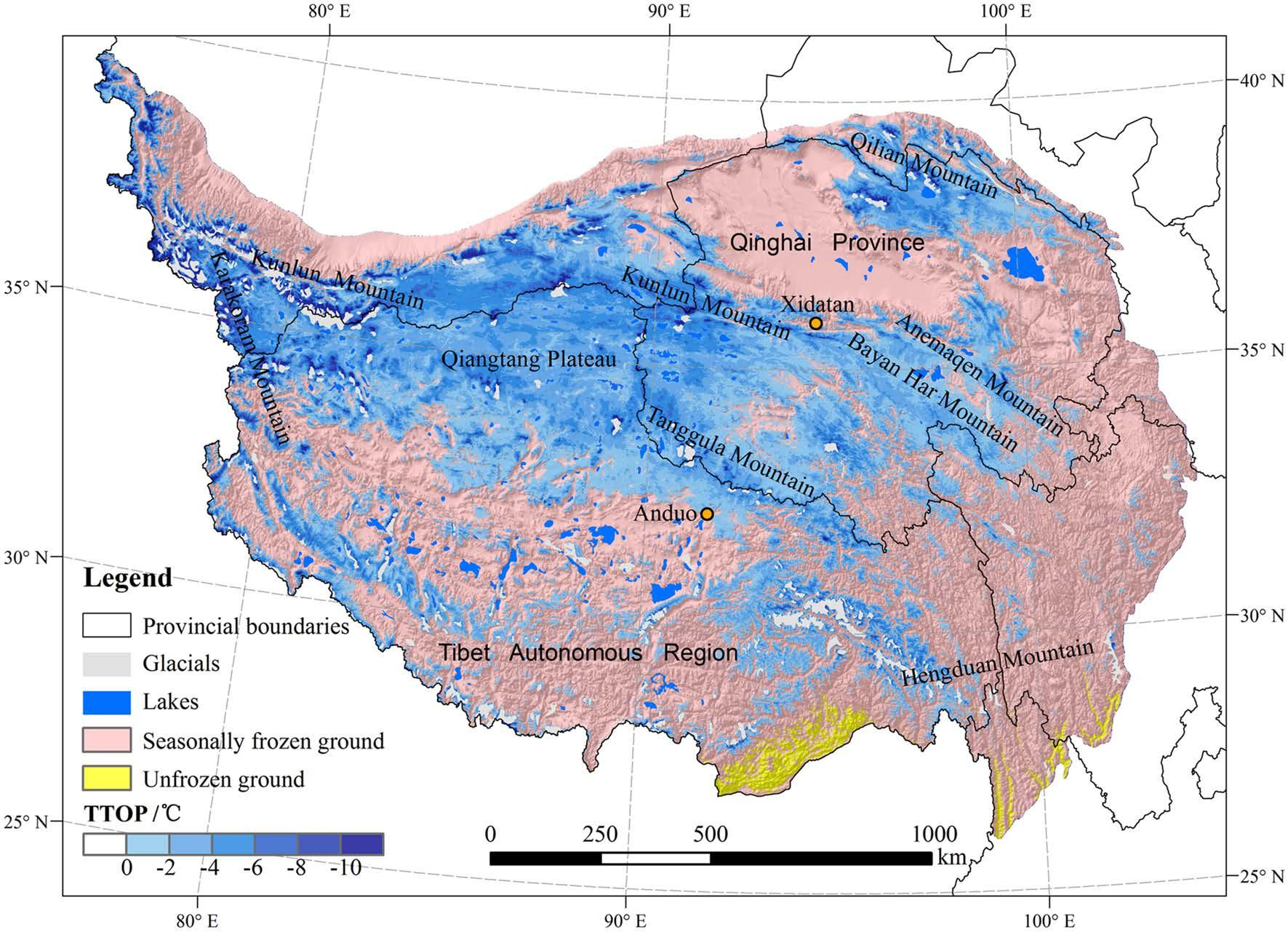 A new map of permafrost distribution on the Tibetan Plateau (2017)