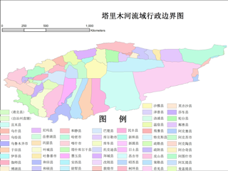 塔里木河流域行政边界数据集（2000）
