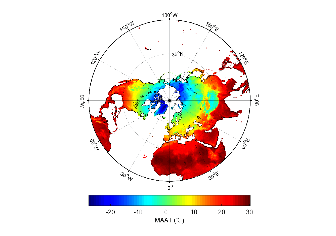 The annual temperature spatial distribution and time variation characteristics dataset of the Northern Hemisphere（1971-2000）