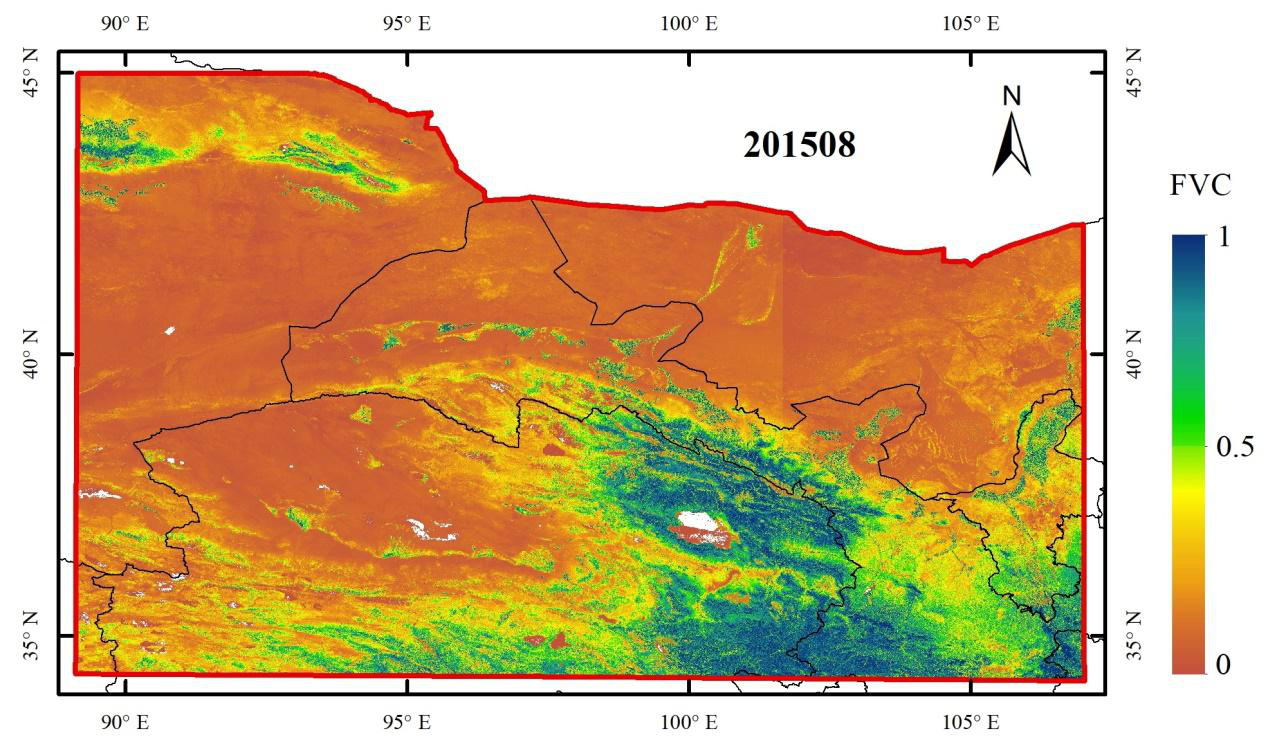 祁连山区域基于 Landsat 反射率数据的月度30m×30m 地表植被覆盖度数据（1986-2017）