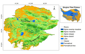 Vegetation type map in the source area of Tuotuo River
