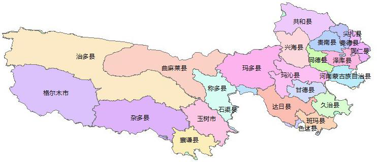 Administrative boundaries data at 1:1000 000 in the Sanjiangyuan region (2017)