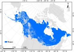High resolution inland surface water dataset for the tundra and boreal in North America