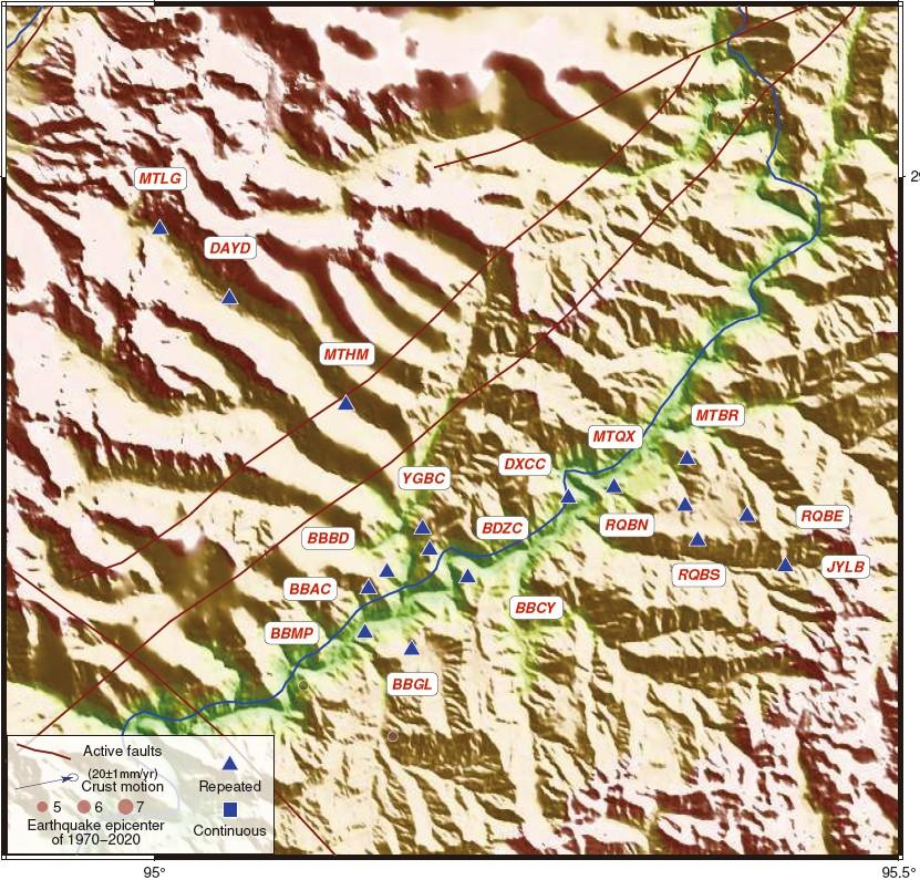 青藏高原东南派镇-墨脱18个重复台站地壳运动观测数据（2021）
