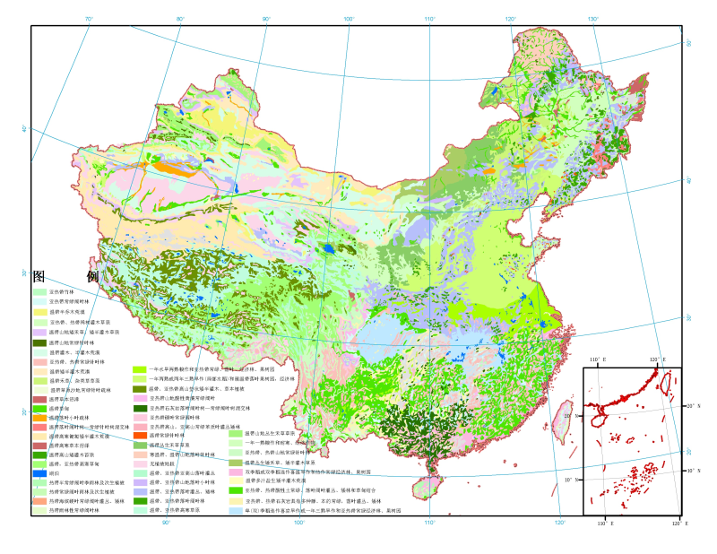 The vegetation map at the 1:4,000,000 of China (1979)
