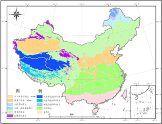 Distribution map of frozen ground in China based on Map of Snow, Ice and Frozen Ground in China (1998)