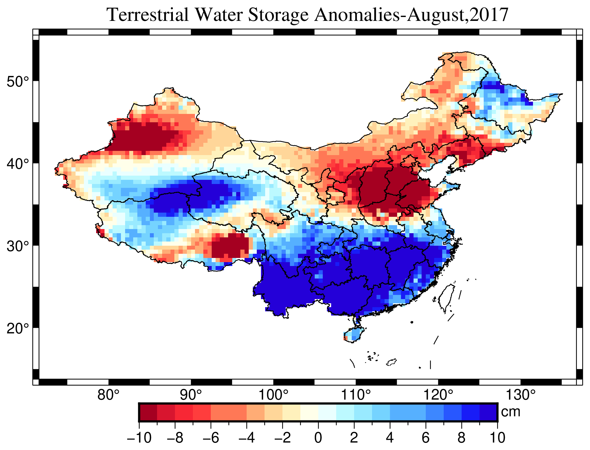 Dataset of reconstructed terrestrial water storage in China based on precipitation (2002-2019)