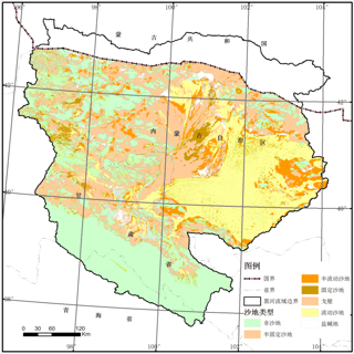 Data of distribution of desert for the Heihe River Basin