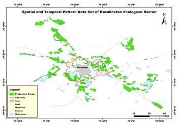 Spatial distribution of ecological shelter in Nursultan, the capital of Kazakhstan (2018)