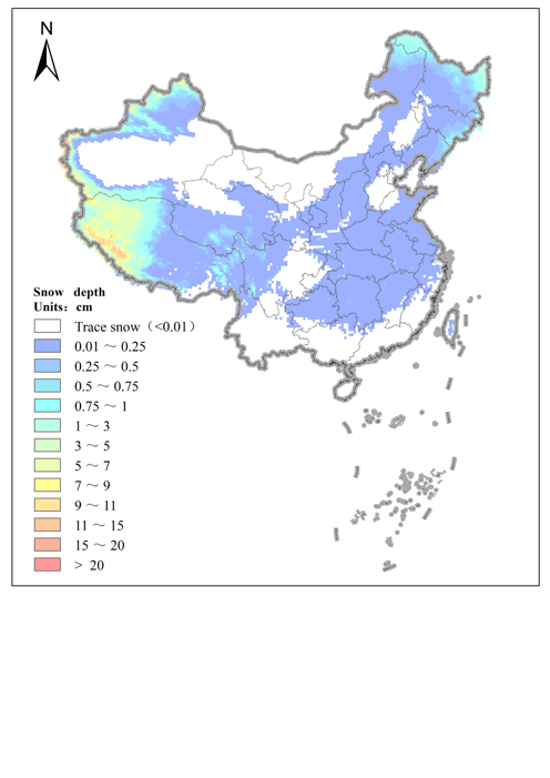Daily snow depth simulation prediction dataset for China