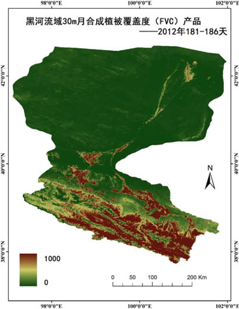 黑河生态水文遥感试验：黑河流域30m/月合成植被覆盖度（FVC）数据集