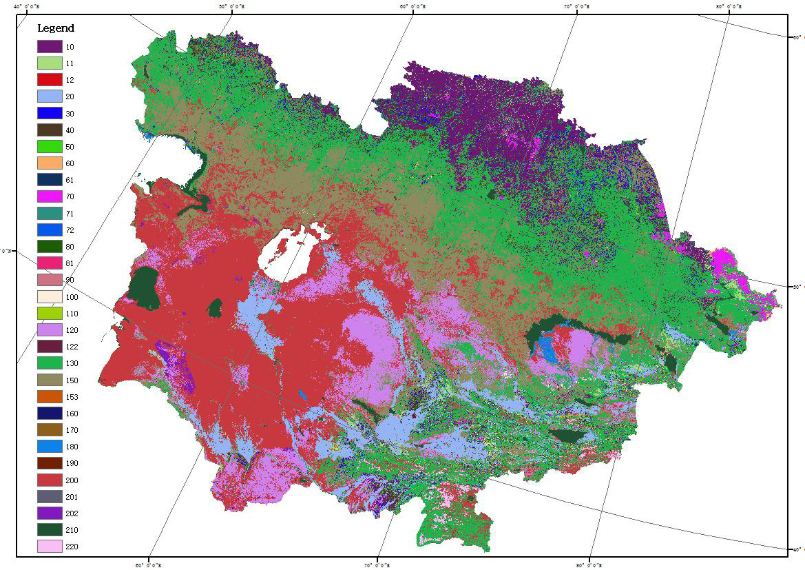 中亚大湖区土地覆被空间格局数据（1990-2015）