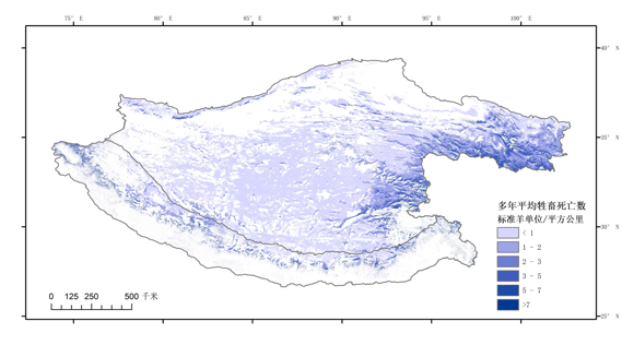Livestock mortality risk caused by multi-disaster data with a spatial resolution of 250m on the vicinity of the Himalayas and the Asian Water Tower area(1981-2010)