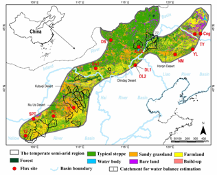 基于通量观测网的中国温带半干旱草地蒸散发数据集（1982-2015）