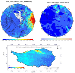 Aerosol optical depth in the polar regions in 2000-2020