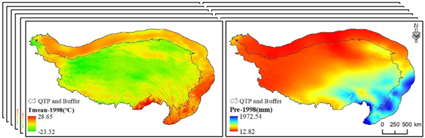 Temperature and precipitation grid data of the Qinghai Tibet Plateau and its surrounding areas in 1998-2017Grid data of annual temperature and annual precipitation on the Tibetan Plateau and its surrounding areas during 1998-2017