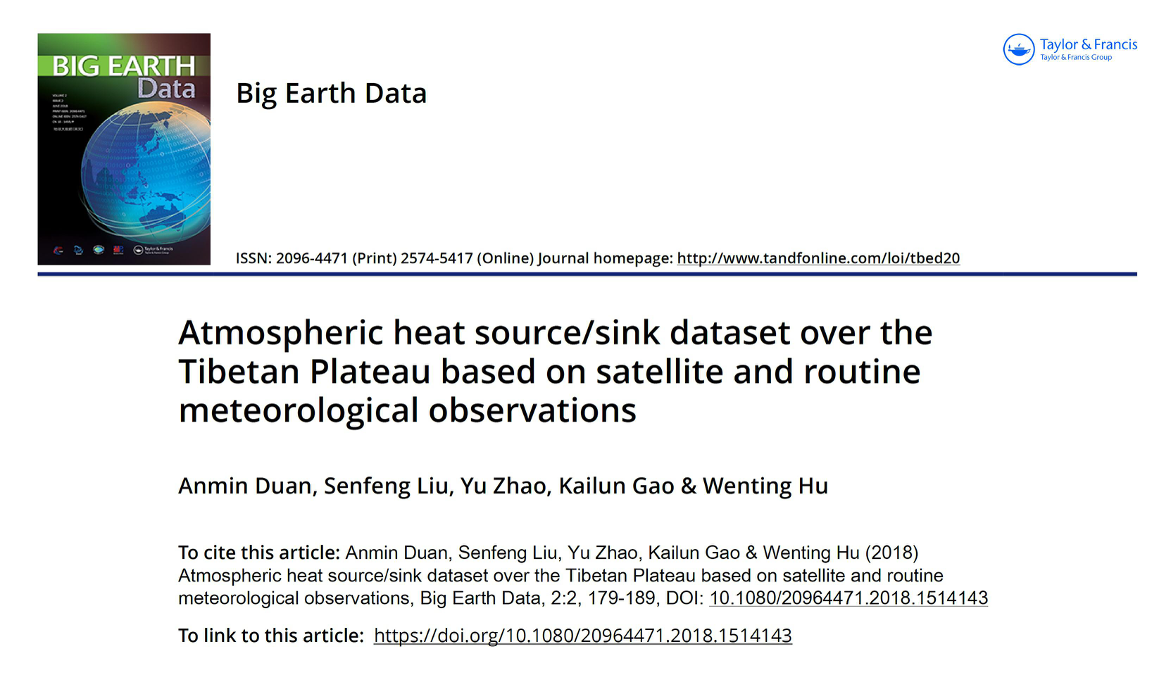 The atmospheric heat source dataset of Tibetan Plateau based on satellites and stations (1984-2015)