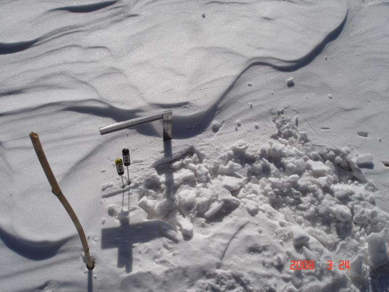 WATER: Dataset of ground truth measurements for snow synchronizing with the airborne PHI mission in the Binggou watershed foci experimental area (Mar. 24, 2008)