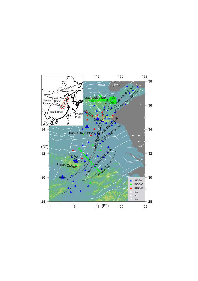 Receiver function, seismic stations and crustal S-wave velocity data set in the middle-south segment of TanLu Fault zone (2000-2011)