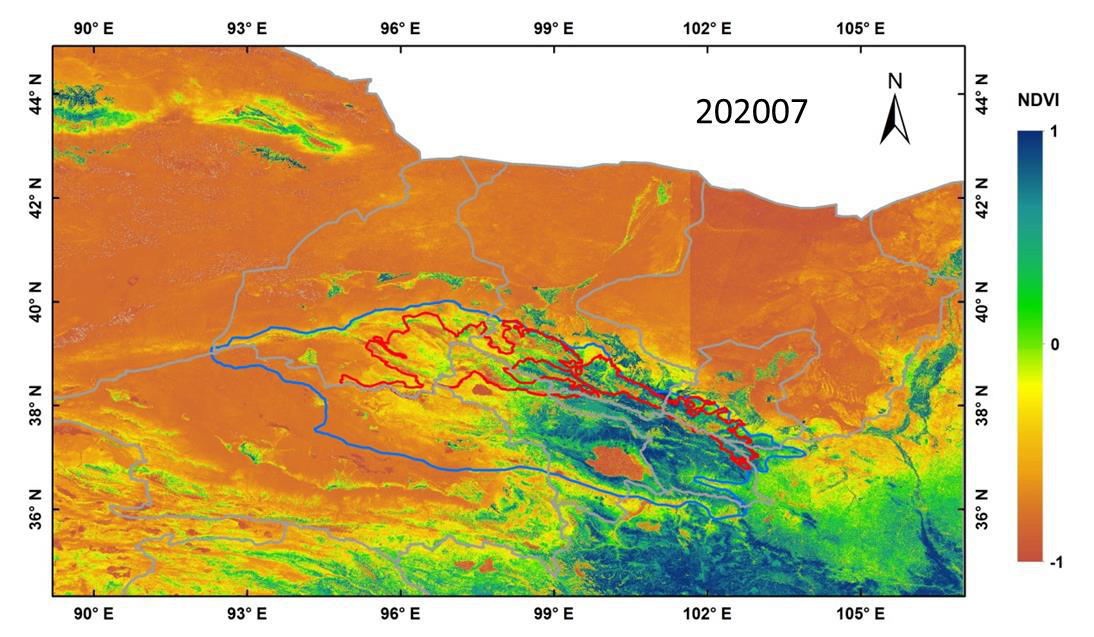 祁连山区域基于 Landsat 反射率的月度30m植被指数数据（V1.0，2020）