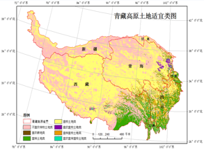 Grading map of agricultural suitability on the Tibet Plateau (2018)