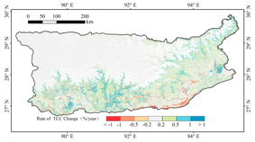 Tree-canopy cover (TCC) change dataset from 1990 to 2020 in the Eastern Himalayas.